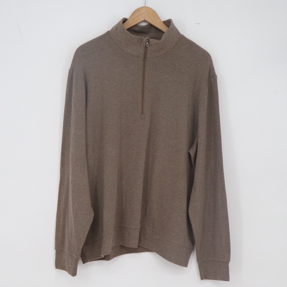 32 Degrees Pullover Mens XL 1/4 Zip Brown Mock Neck Knit Excellent